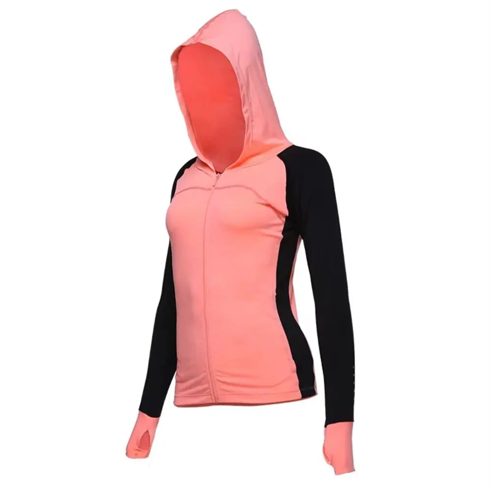 FBF712303 pink Vansydical куртки для йоги женские на молнии с капюшоном Фитнес Спортивная одежда для бега дышащие тренировочные спортивные топы - Цвет: FBF712303 pink