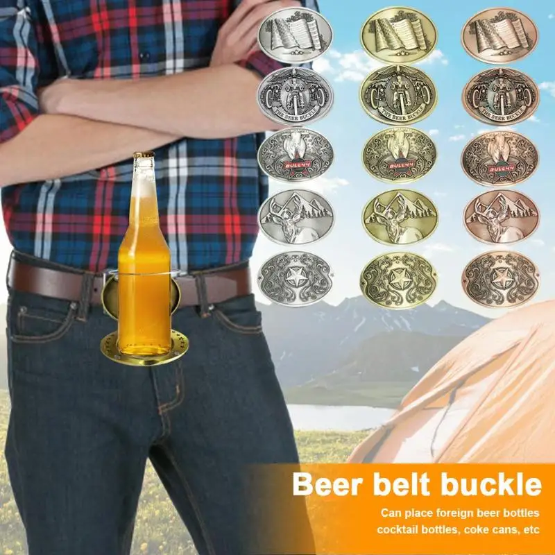 Portable Bar Metal Beer Head Belt Funny Bottle Buckle for Outdoor Drinking Camping Picnic Wine Can Holder Party Funny Decoration