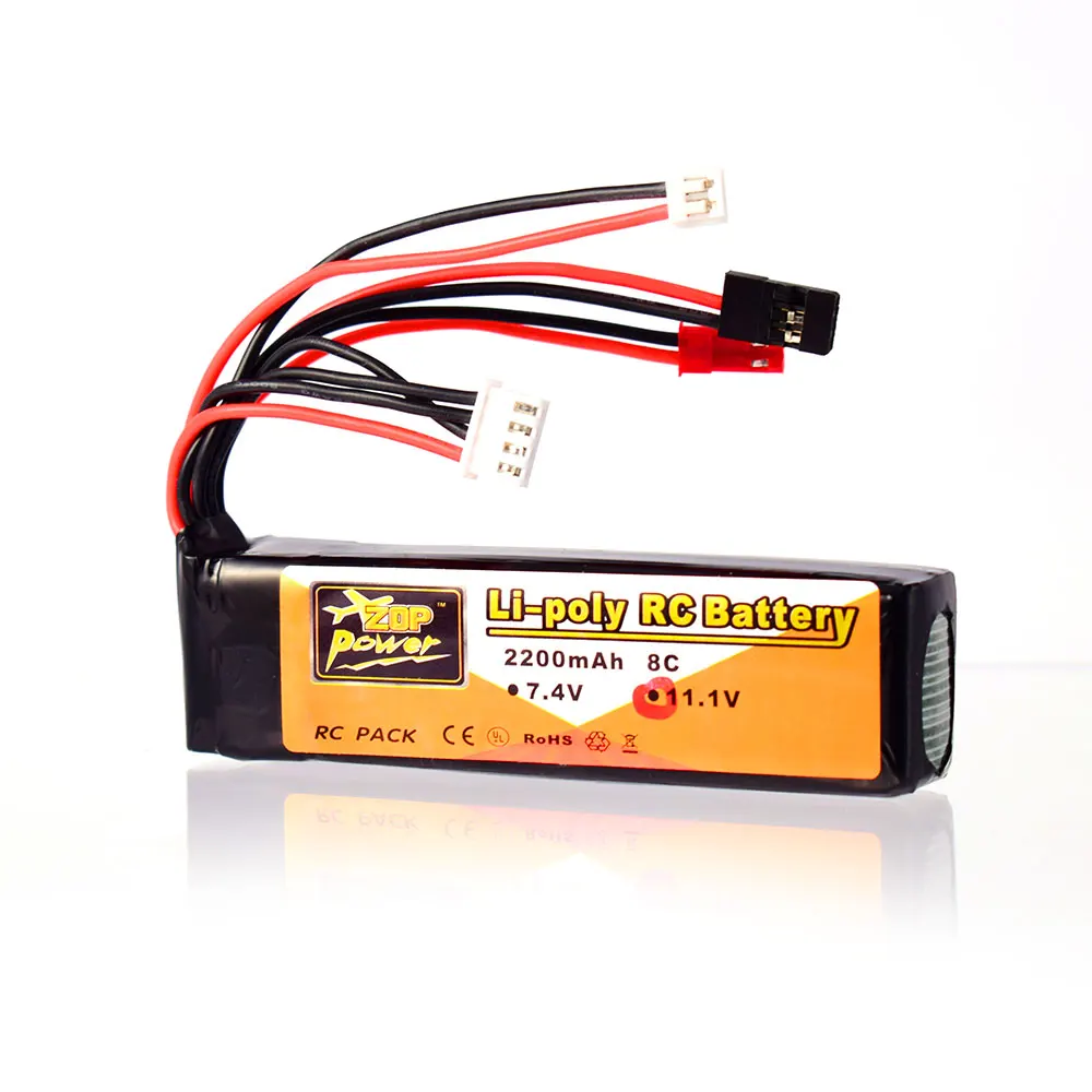ZOP Power 11 1 В 2200 мАч 8C 3S Lipo батарея JST JR штекер Futaba Перезаряжаемый для