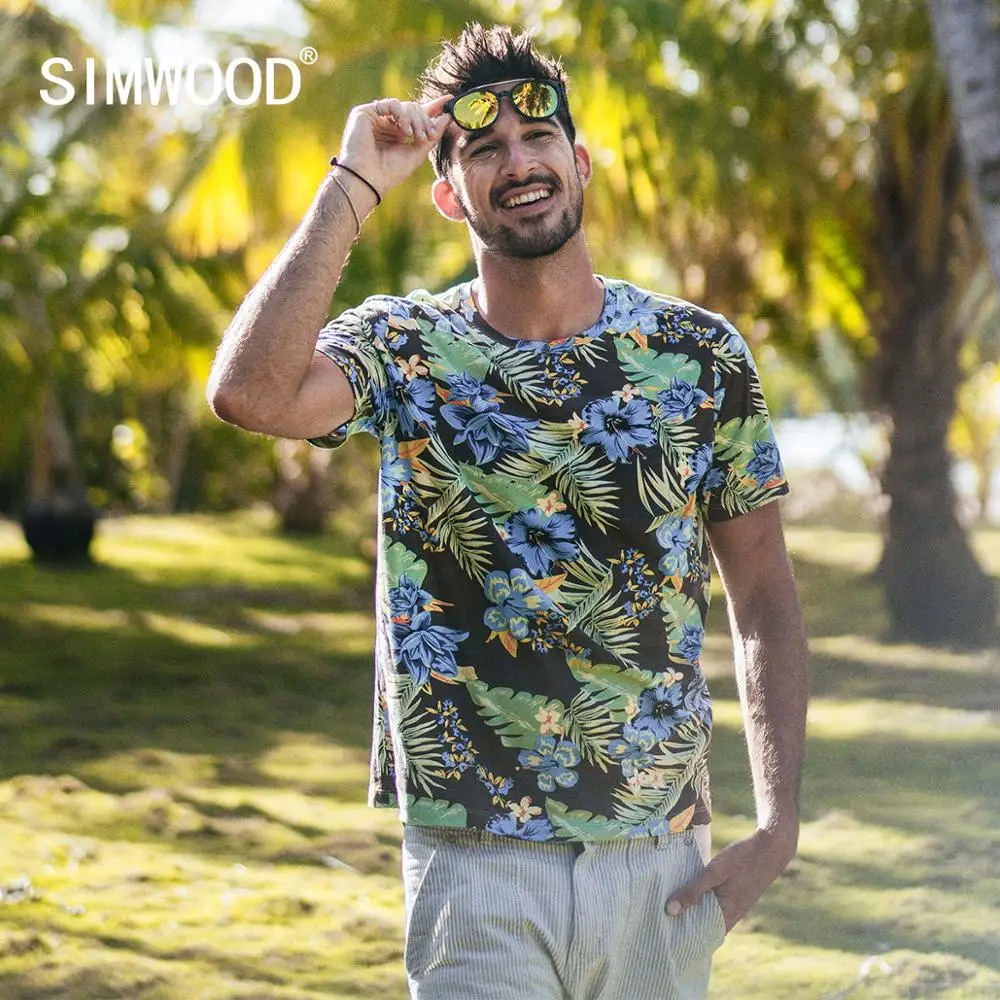 Мужская футболка с принтом SIMWOOD Повседневная дышащая высокого качества