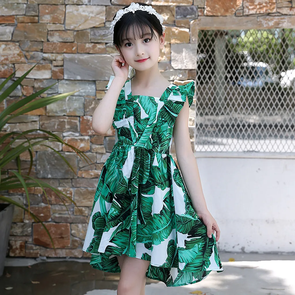 Детское платье 2019 Модное детское для девочек-подростков без рукавов с принтом