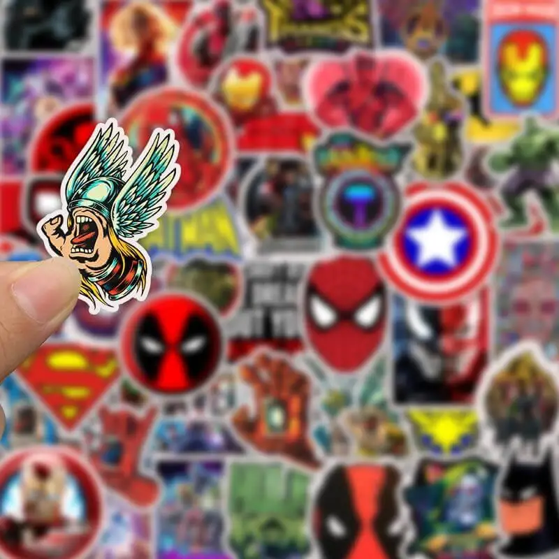 50 шт. Marvel Мстители эндигра стикер s Мультфильм Супер Герои Фильм стикер для ноутбука багаж скейтборд дети игрушечные наклейки