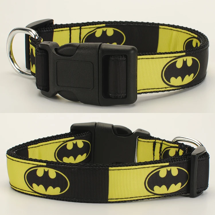 collar XL 36 to 55cm Поводок для собак, ошейник, ремень безопасности, брелок, 1 дюйм лента с рисунком Бэтмена - Цвет: collar XL 36 to 55cm
