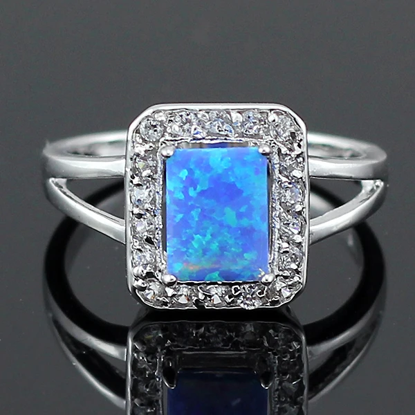 Haимис Синий огненный опал CZ женский коготь Inay модное Ювелирное кольцо Размер 6 5 61B