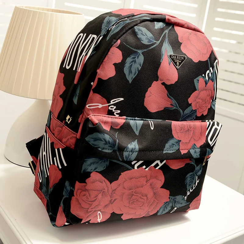 2013 women's handbag preppy style rose flower big backpack school bag |