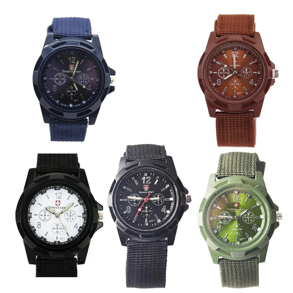 Хронография спортивные часы водонепроницаемый нейлоновый ремешок Мужские