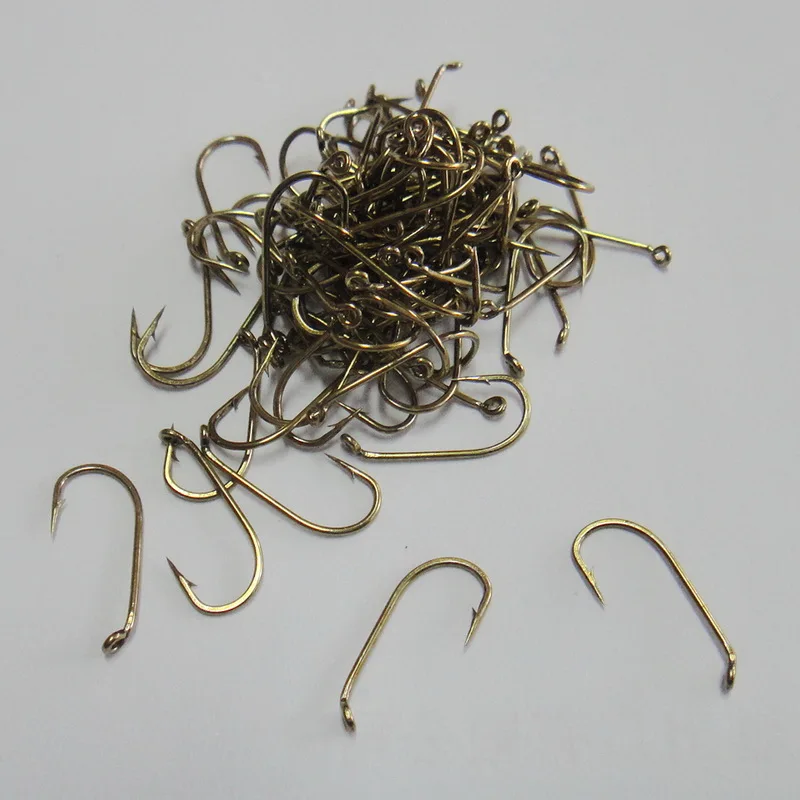 100 шт. классические Крючки с отвернутым глазом кованой бронзовой отделкой|fly hook|ring