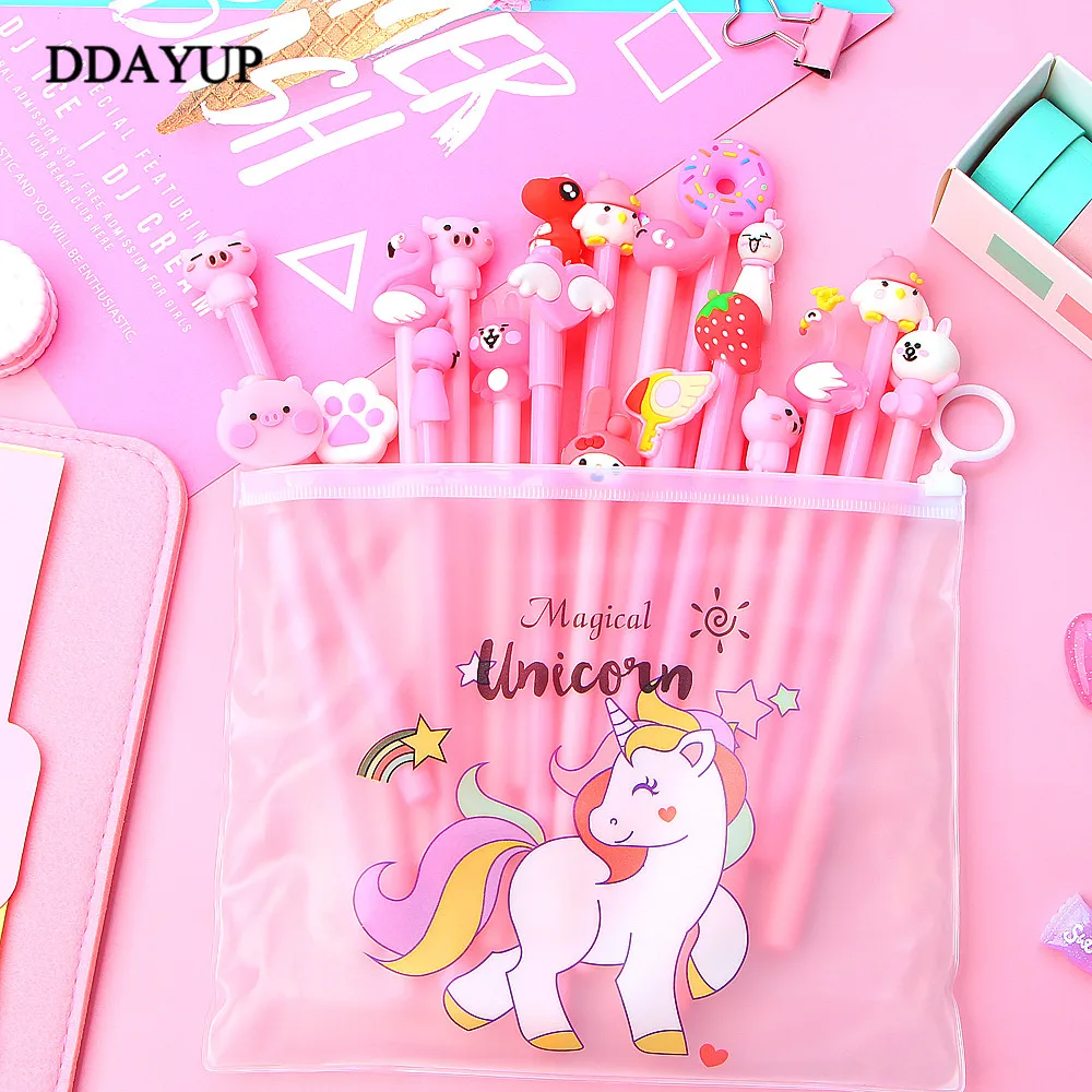 20 шт милые гелевые ручки в виде животных Kawaii, для студентов, креативные канцелярские подарки, школьные офисные ручки