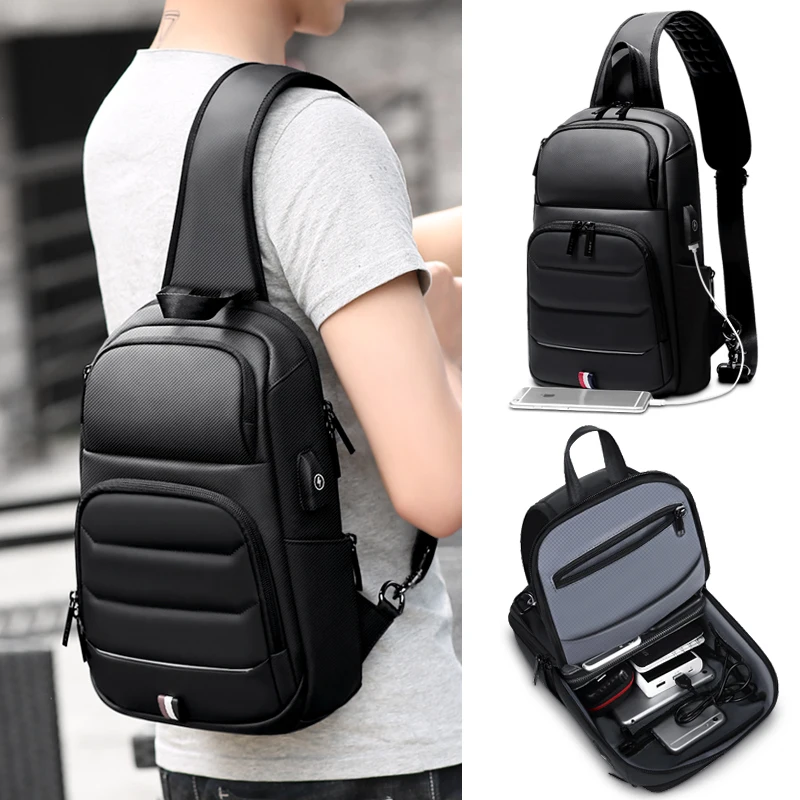 fenruien crossbody bag for men waterproof usb charging shoulder messenger bags male short trip chest bag fit for 9 7 inch ipad free global shipping
