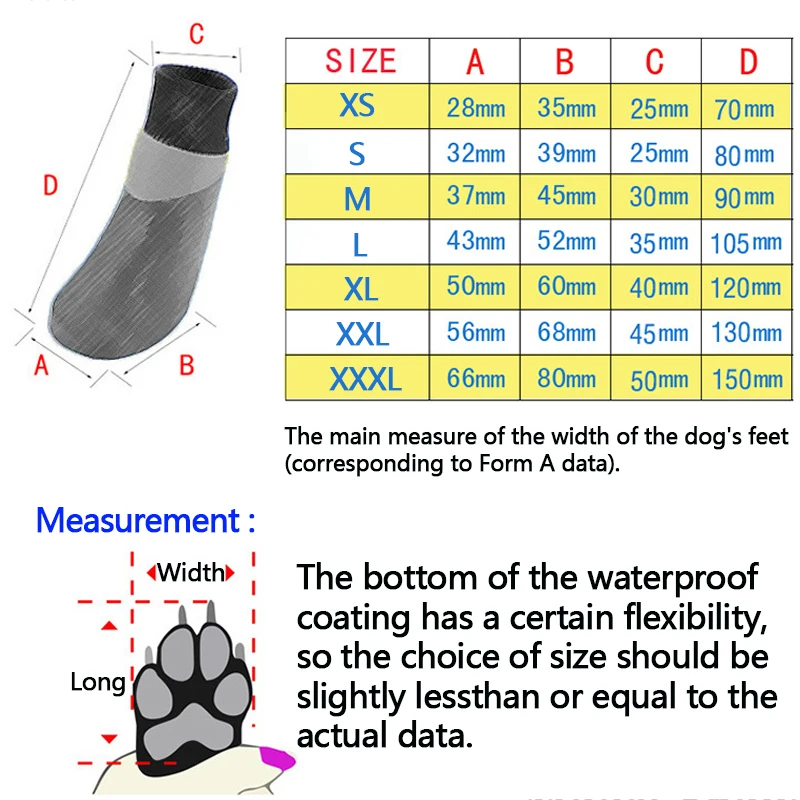 

4Pcs Small Large Dog Socks Waterproof Pet Outdoor Socks Shoes Super Quanlity Outdoor Training Anti Skid Shoes Easy To Clean