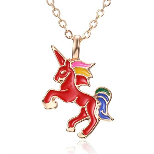 horse1 Rinhoo, мультяшное ожерелье единорога, лошади, собачья лапа, слон, нержавеющая сталь, для женщин, мужчин, детей, подарок, животное, подвеска, ожерелье - Окраска металла: horse1
