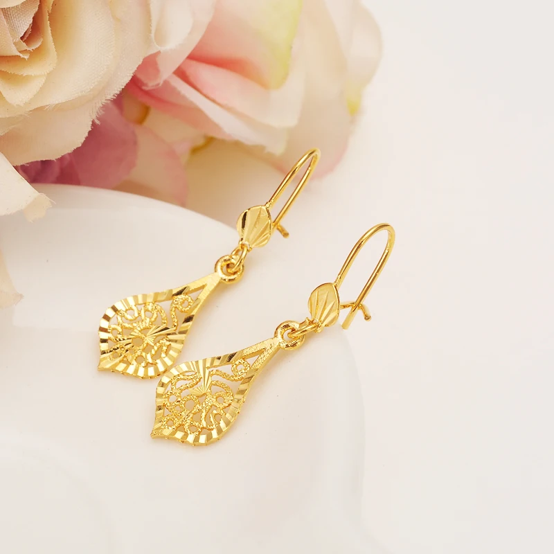

Light Real Fine Solid Gold FINISH N DROP DANGLE Earrings Women's/Girls African Beautiful Earrings Ethiopian Jewelry