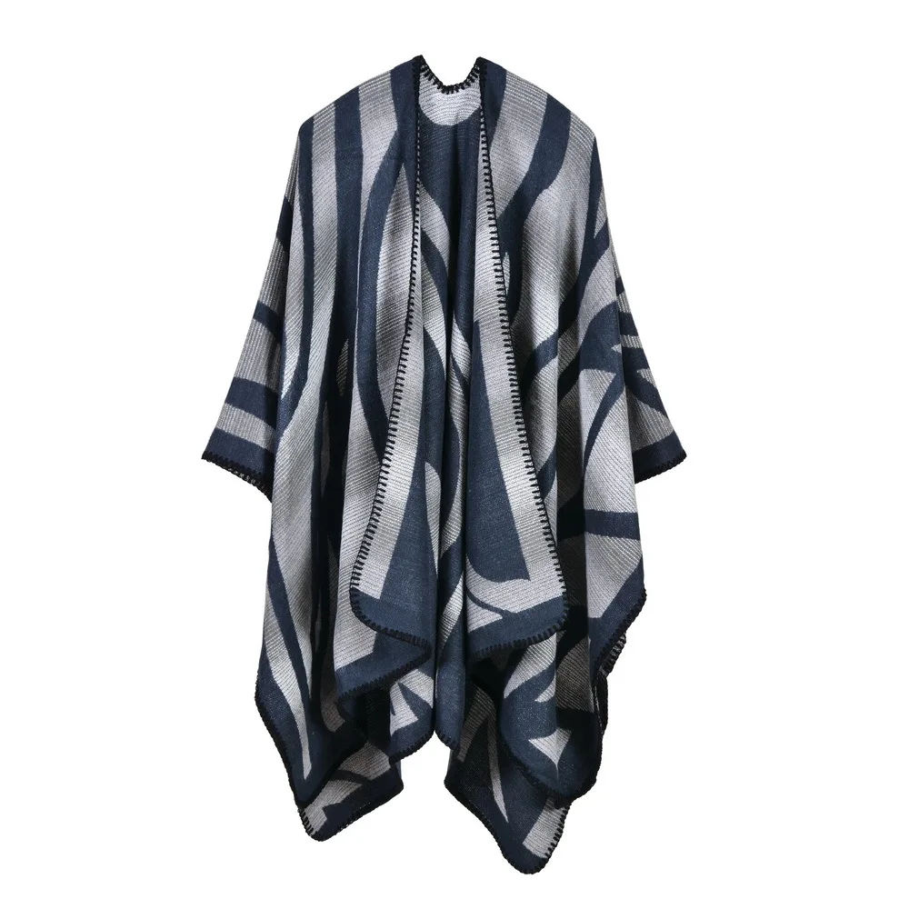 European and American Women's Ponchos Camouflage Cashmere Split Lengthening Thickening Shawls Amazon Selling Cloaks |