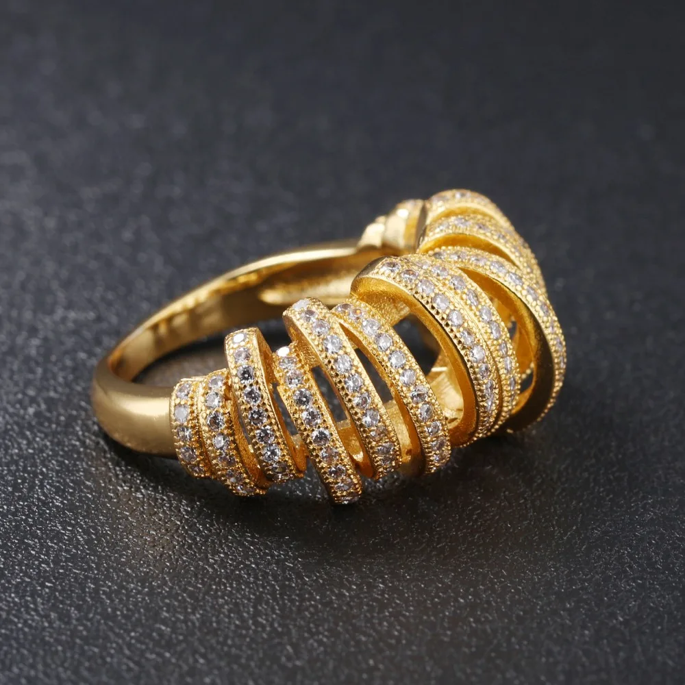 Любовь судьба Уникальный Hollow Асимметричная Полу-Круг Дизайн Палец Кольца Золото