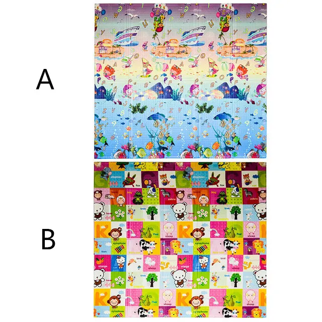 Style 1 180*200 см большой детский игровой коврик двухсторонний прочный водонепроницаемый складной коврик для ползания в детскую комнату складной коврик с сумкой для переноски - Цвет: Style 1