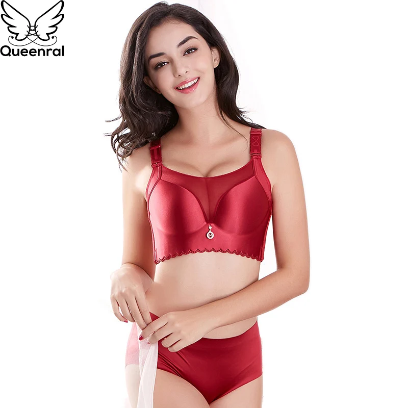 Queenral бесшовное белье Для женщин Set Lingerie сексуальный комплект бюстгальтер плюс