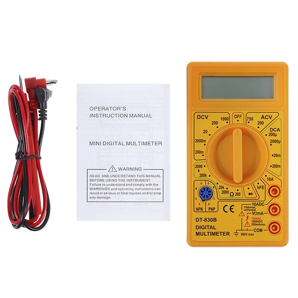yellow LCD Digital Multimeter AC/DC 750/1000V Digital Mini Handheld Multimeter for Voltmeter Ammeter Ohm Tester Meter With Probe - Цвет: yellow