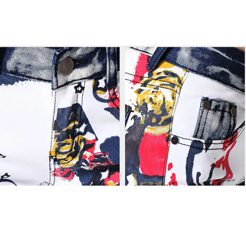 Pantalones Vaqueros Mujer Белая Печать Окрашенные Мультфильм Джинсы Женские Брюки Джинсовые
