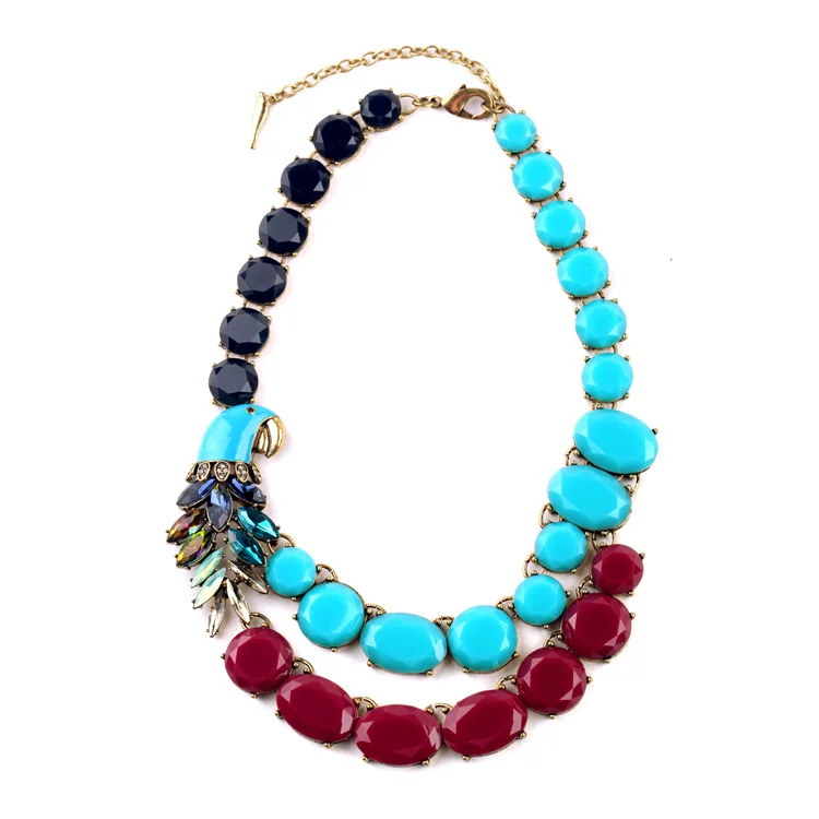 Офисное женское Любимое благородное разноцветное ожерелье с геометрическими