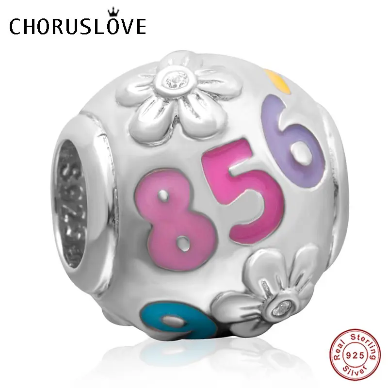 Choruslove счастливый номер 16 18 21 Сообщение Шарм 925 стерлингового серебра день рождения вехи 21 Бусины fit Pandora юбилейный браслет - Окраска металла: CWS0027