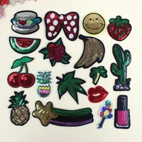 16plot fashion sequins patches for clothing hot iron on fruit cactus clothes patch embroidery diy handmade