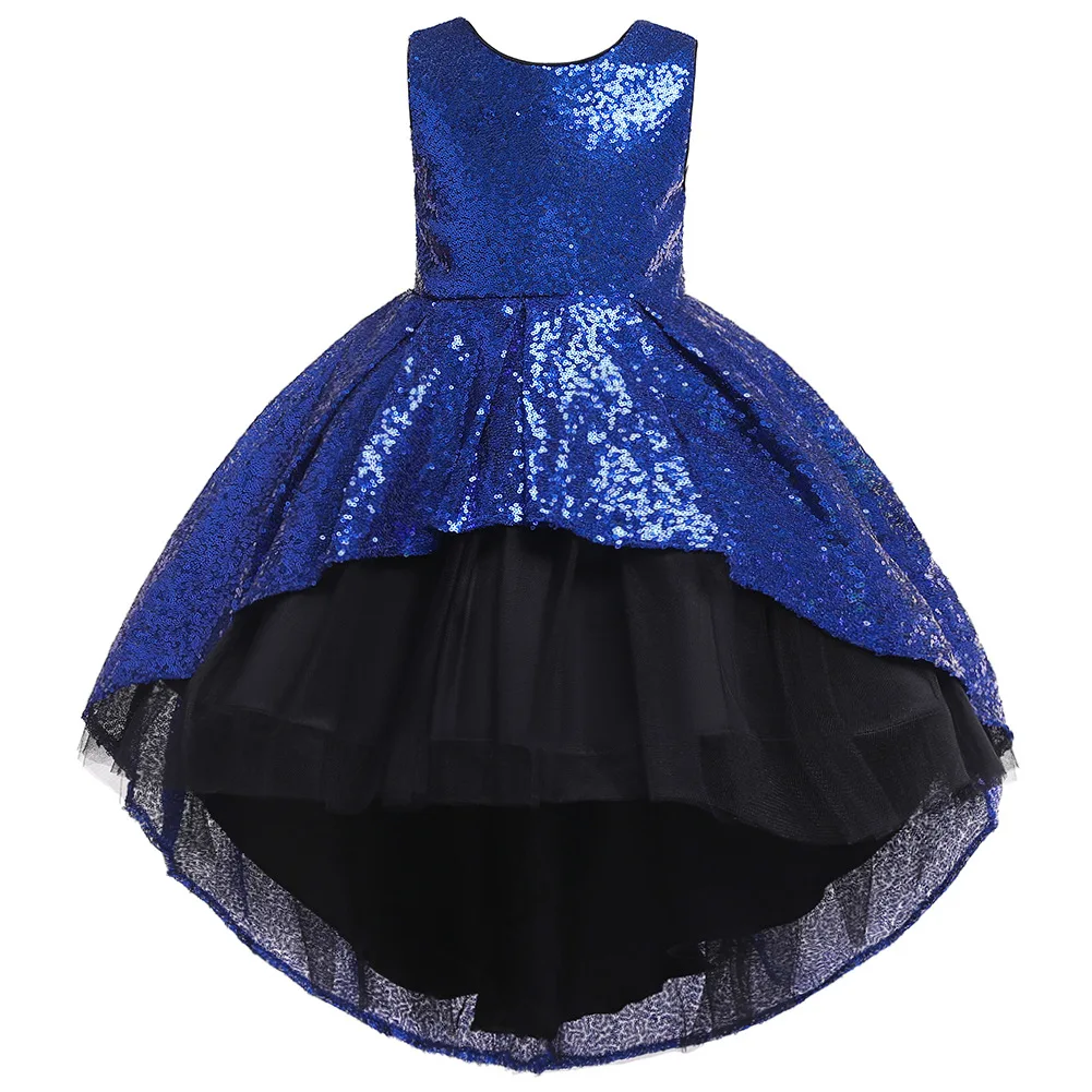 2019 Summer New Girl Princess Sequined Big Bow Excellent Foreign Style Children's Model Walking Show Evening Trailing Dress | Детская