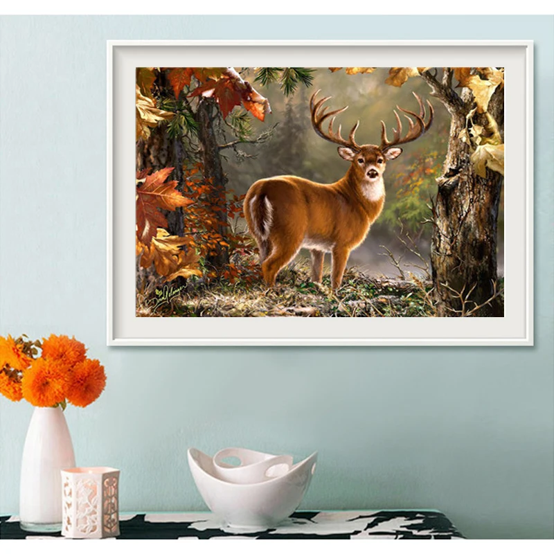 Diamond Embroidery Painting Animal 5D DIY Mosaic Deer in forest Full Round Square Home Decoration | Дом и сад