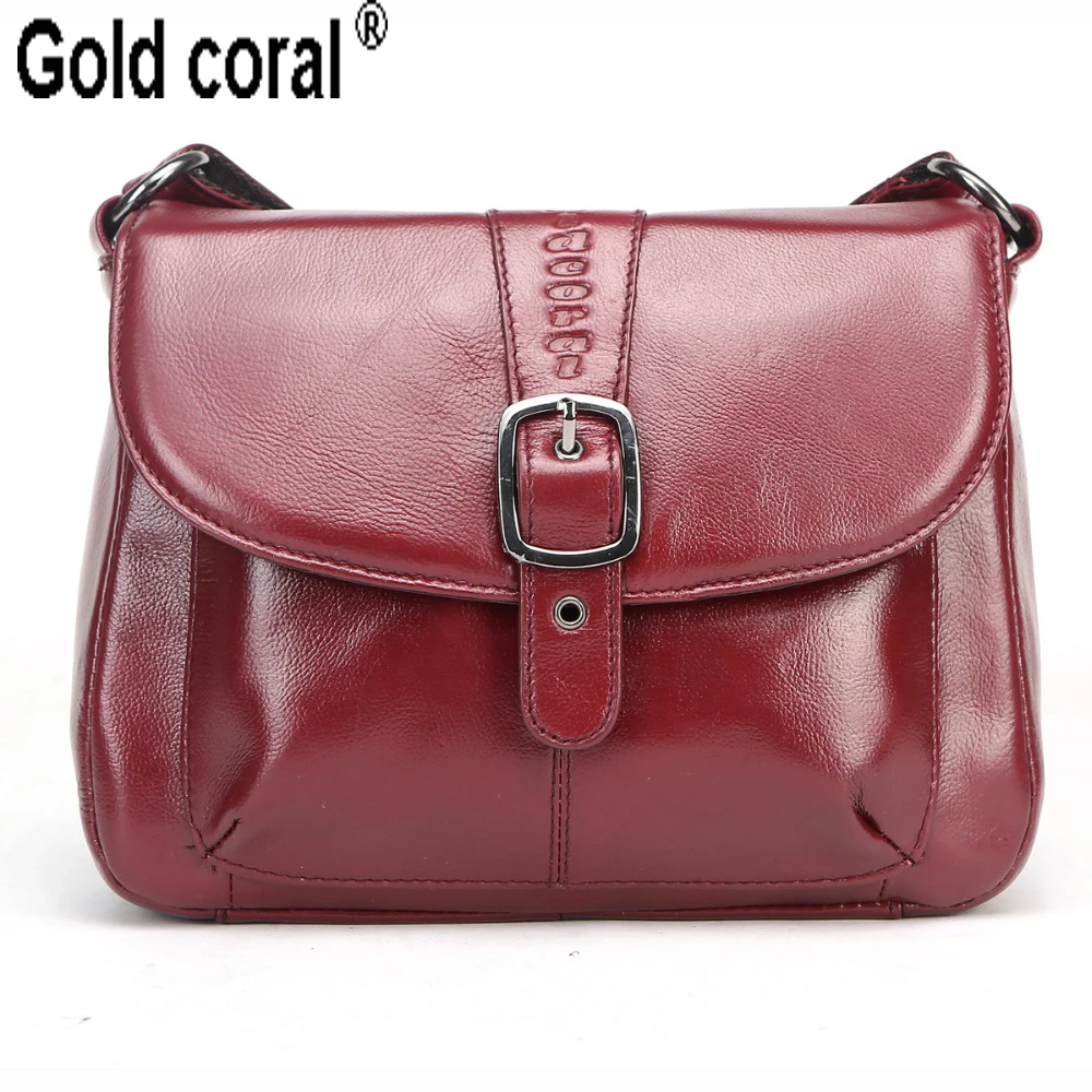 Золотые CROAL сумки почтальонки из натуральной кожи для женщин Маленькая женская