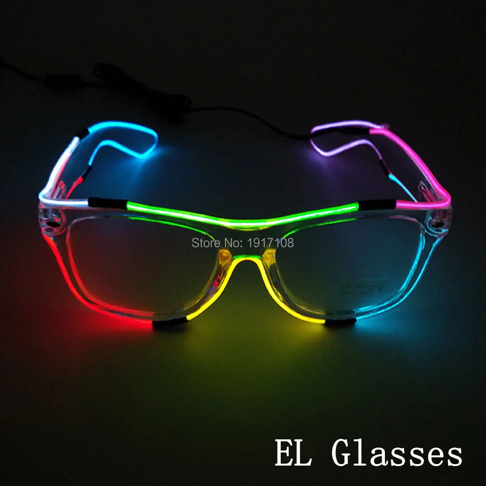 Оптовая продажа светящиеся очки с цветным стеклом светодиодный со звуковой