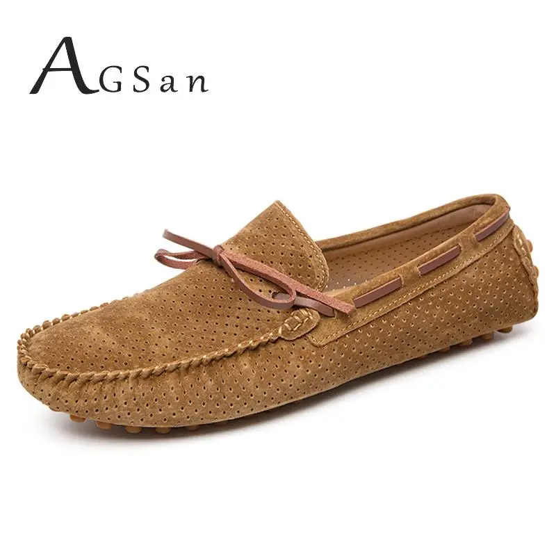 AGSan Breathable Suede Leather Men Loafers Big Size Slip On Casual Shoes Moccasin Italian Driving Boat | Обувь