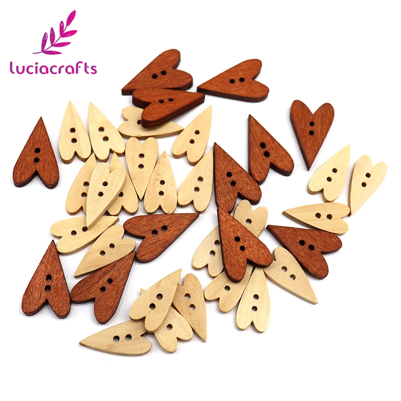 Lucia crafts 6 шт/48 шт 21*11 мм/24*15 мм 2-с отверстиями в форме сердца Деревянные Кнопки DIY Одежда Flatback Швейные аксессуары E0117