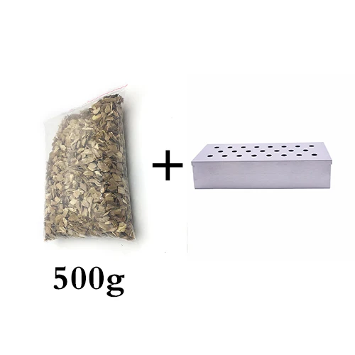 Smoker and 500g Chip Принадлежности для барбекю, гриль, генератор холодного курильщика, яблоко, древесная стружка, гриль, дымовая коробка, натуральные леса, бекон, рыба, копчение, барбекю, инструменты - Цвет: Smoker and 500g Chip
