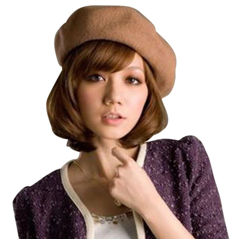 LASPERAL теплая шерстяная зимняя шапка бини сплошной цвет Женская девушка берет