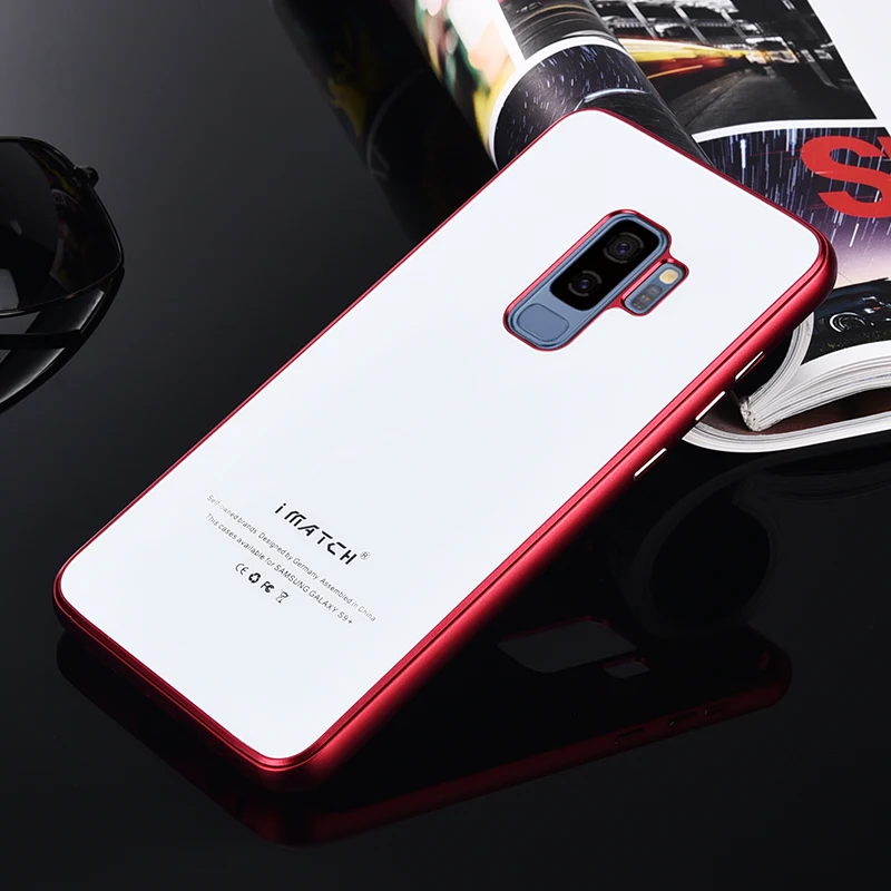 Оригинальный чехол IMATCH для Samsung Galaxy S9 Plus металлическая рамка 9H закаленное стекло