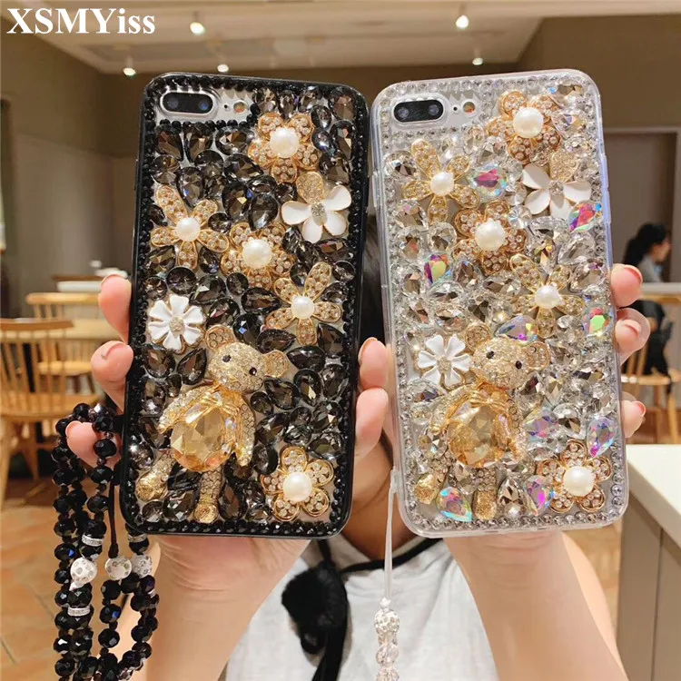 

Luxury Lovely Bear Bling Rhinestones Diamond Soft Case Cover For SamsungA5 A7 2017 A9 A8 A6 PLUS A50 A70 A80 A51 A71M10 M20 M30