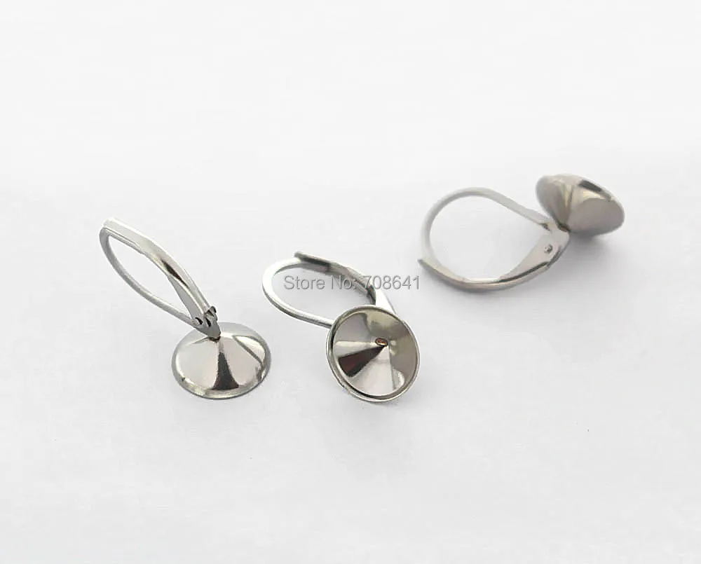 Клипсы из нержавеющей стали набор серег крючков 8 мм круглая рамка камень Rivoli
