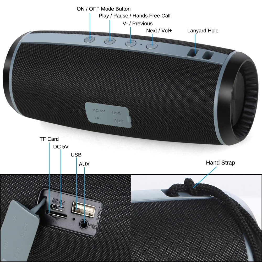 TOPROAD Bluetooth динамик беспроводной стерео Бас 10 Вт Звук музыкальная звуковая коробка