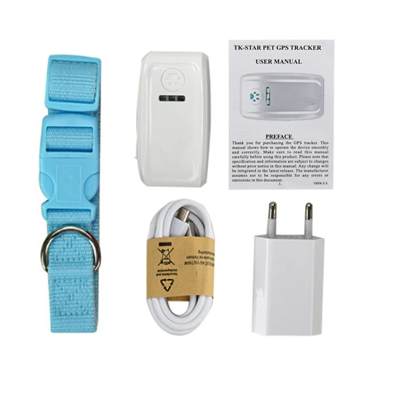 blue without box Водонепроницаемый TKSTAR LK909 TK909 gps трекер в режиме реального времени для питомцев, собак, кошек, кроликов, gps ошейник для отслеживания, платформа - Цвет: blue without box