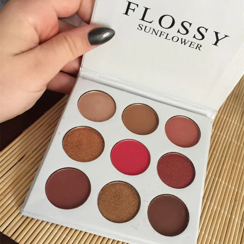 Flossy подсолнухи макияж тени для век 9 цветов мерцающие матовые Палитра