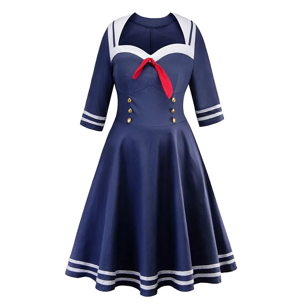 Новинка 5xl размера плюс Повседневные Вечерние 50s винтажные платья женская одежда темно-синий стиль Pinup 50s 60s 1950s большие качели платья для рокабилли