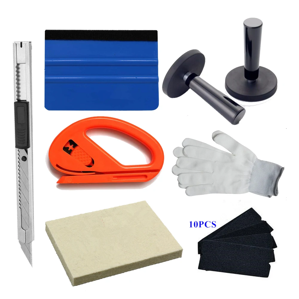 Car Wrap Vinyl Tools Kit Felt Squeegee Razor Cutter Gloves 2 Magnets Knife | Автомобили и мотоциклы