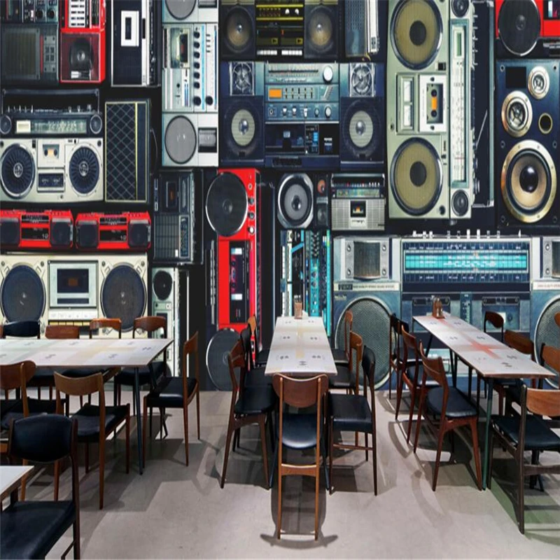 Wellyu Ретро винтажный диктофон радио Ресторан большое настенное панель на заказ
