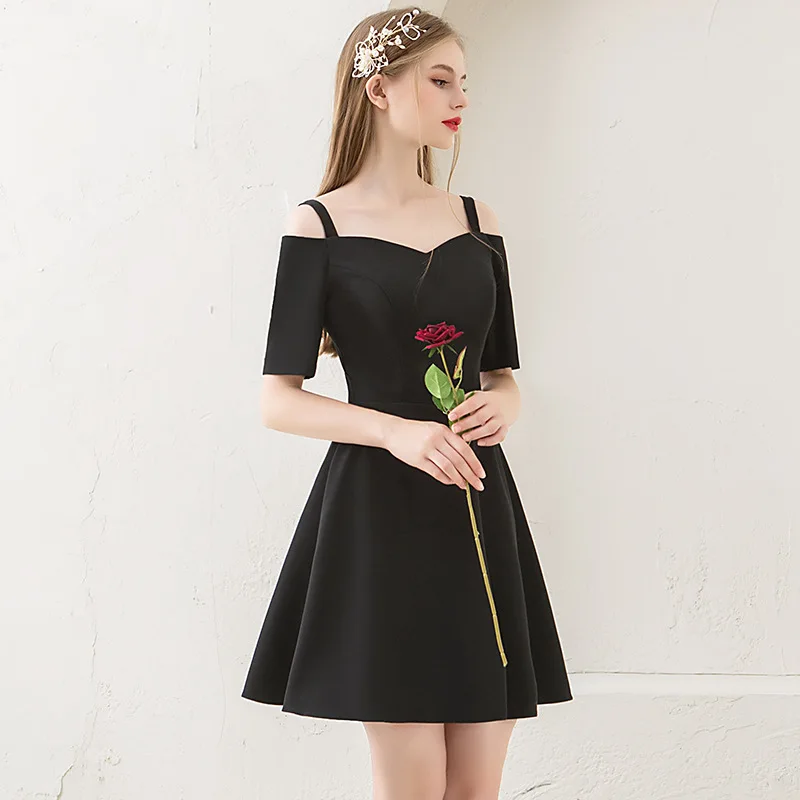 Короткое коктейльное платье 2019 элегантное скромное для женщин маленькое черное