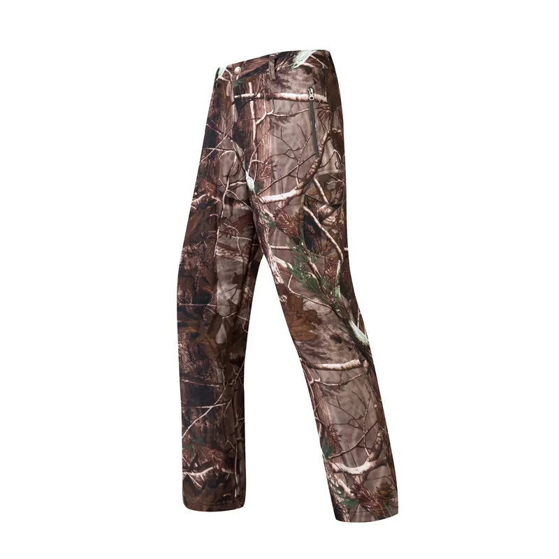 Tree Camo Тактические мягкие оболочки водонепроницаемые камуфляжные мужские брюки зимние военные армейские ветрозащитные штаны карго Брюки повседневные теплые флисовые брюки - Цвет: Tree Camo