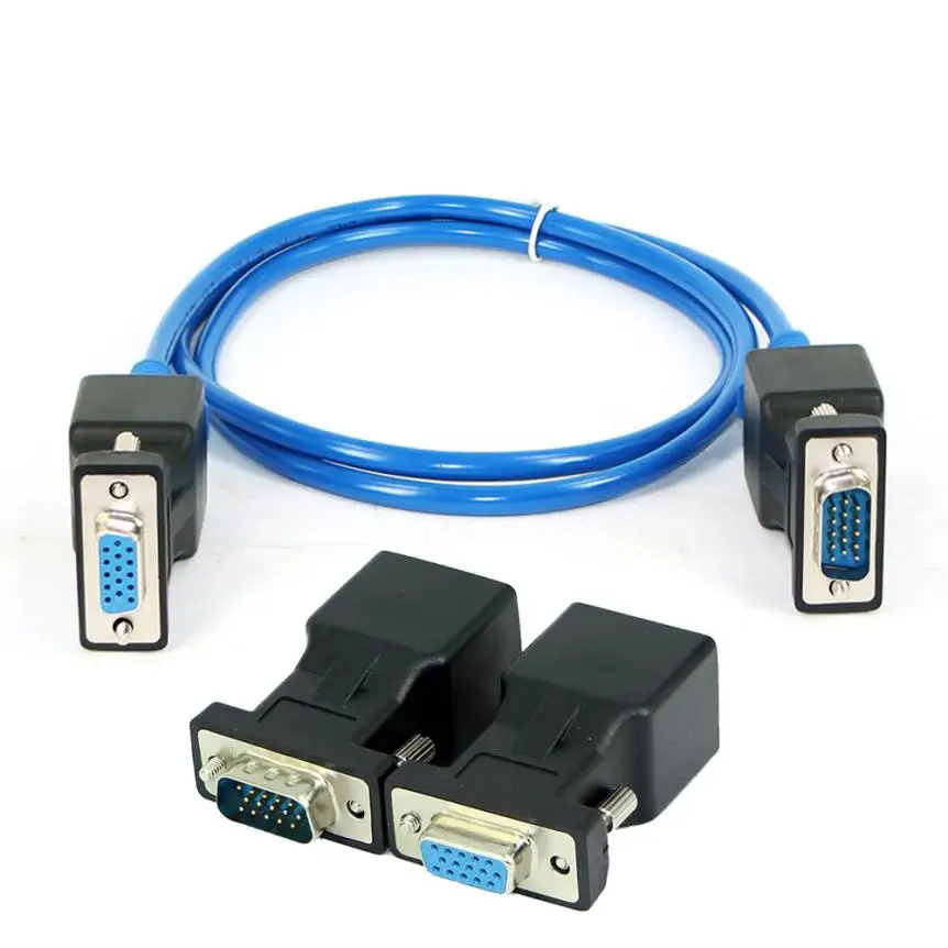 1 пара VGA удлинитель Мужской Женский к LAN RJ45 CAT5 CAT6 20 м сетевой кабель адаптер feb27 |