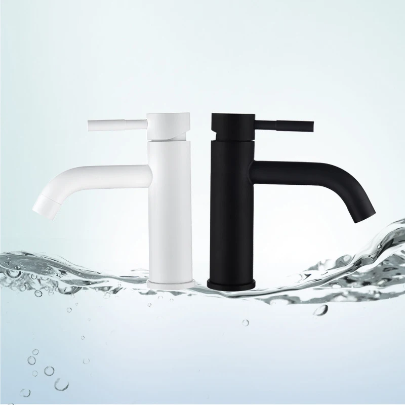 Матовый черный смеситель для умывальника из нержавеющей стали горячей и