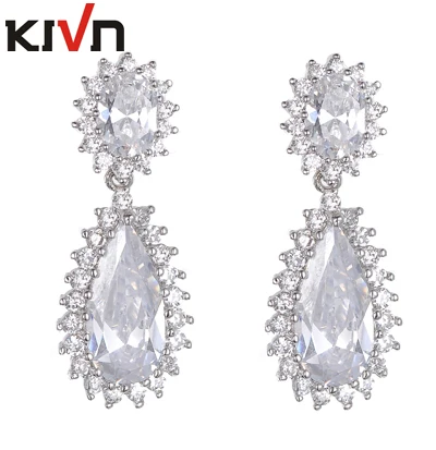

KIVN Fashion Jewelry Drop Dangle Pave CZ Cubic Zirconia Wedding Bridal Earrings for Women Girls Promotion Birthday Gifts