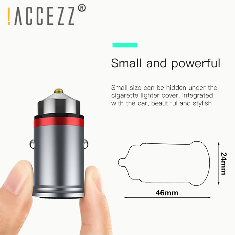 ! Автомобильное зарядное устройство ACCEZZ Dual USB для Apple iPhone X 8 7 6 6s Huawei Xiaomi Samsung Mini