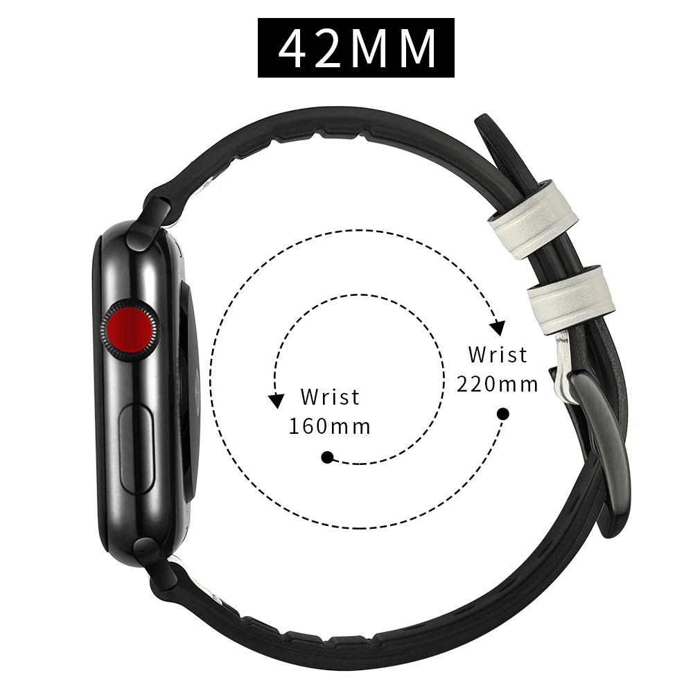 Кожаный браслет AMAZFEEL из силикагеля для Apple Watch Band iwatch 1 2 3 Аксессуары ремешок часов