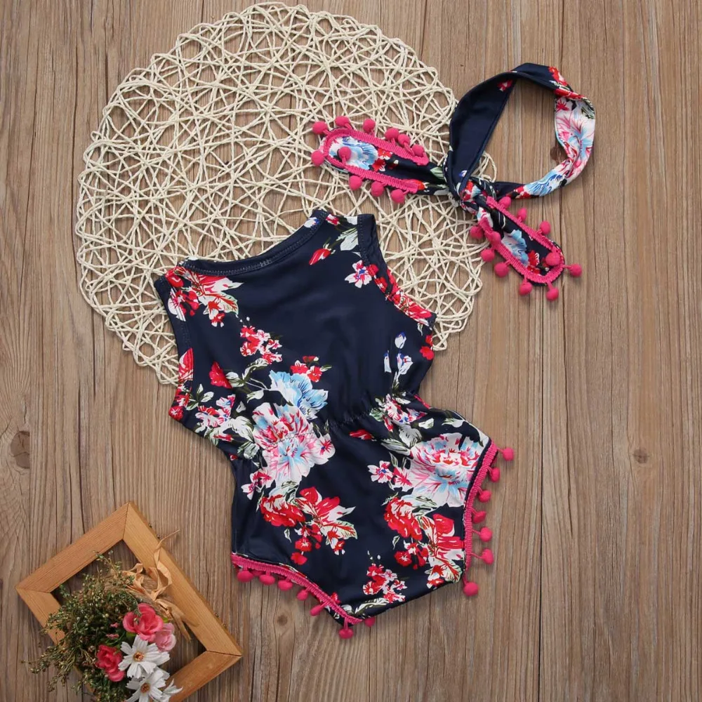 С модным принтом милый Nouveau-NE хлопок Enfant Bebe Florales Pour Filles Combinaison Grenouillère Maillots | Мать и